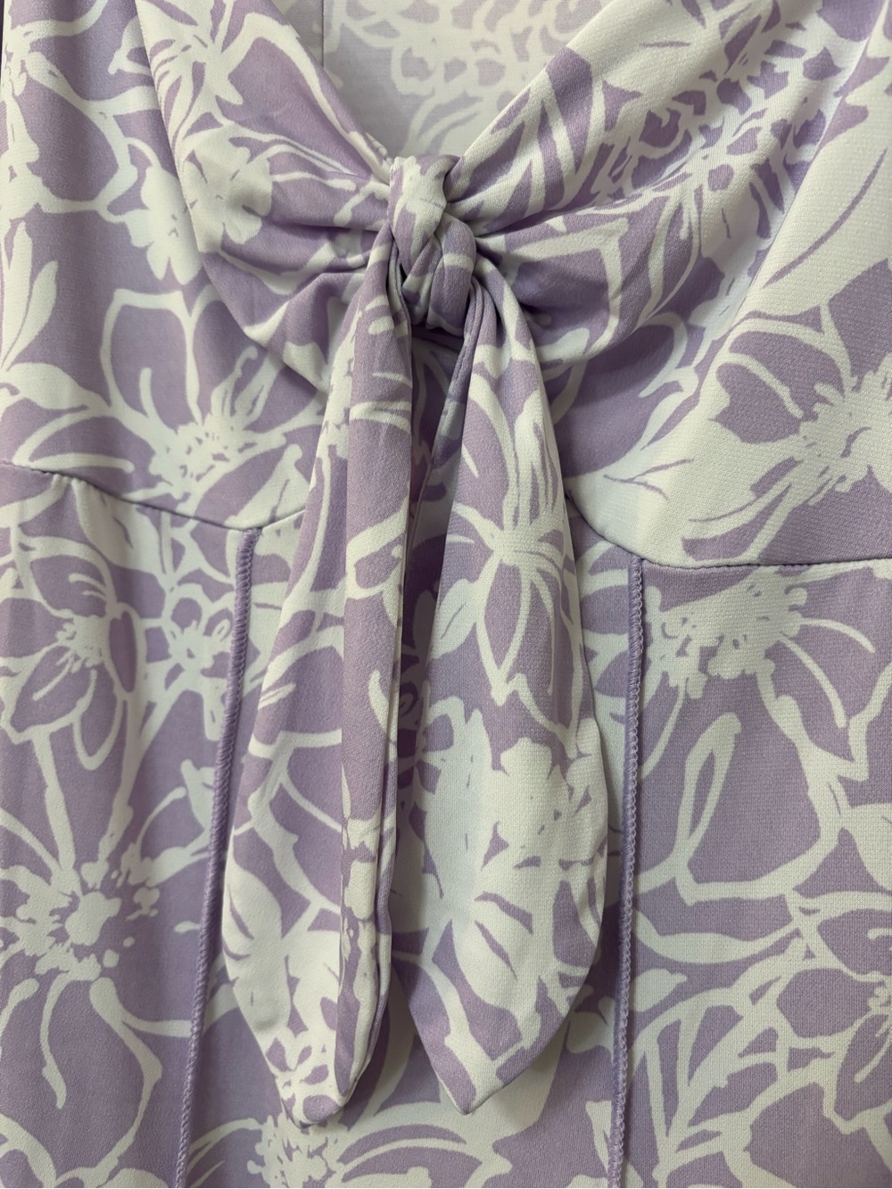 Sami & Jo Lavender Floral Print Puff Sleeve Knee Length Dress, Size XL (w/ flaw) - Picture 5 of 10